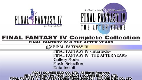 Final Fantasy IV title screen for PSP